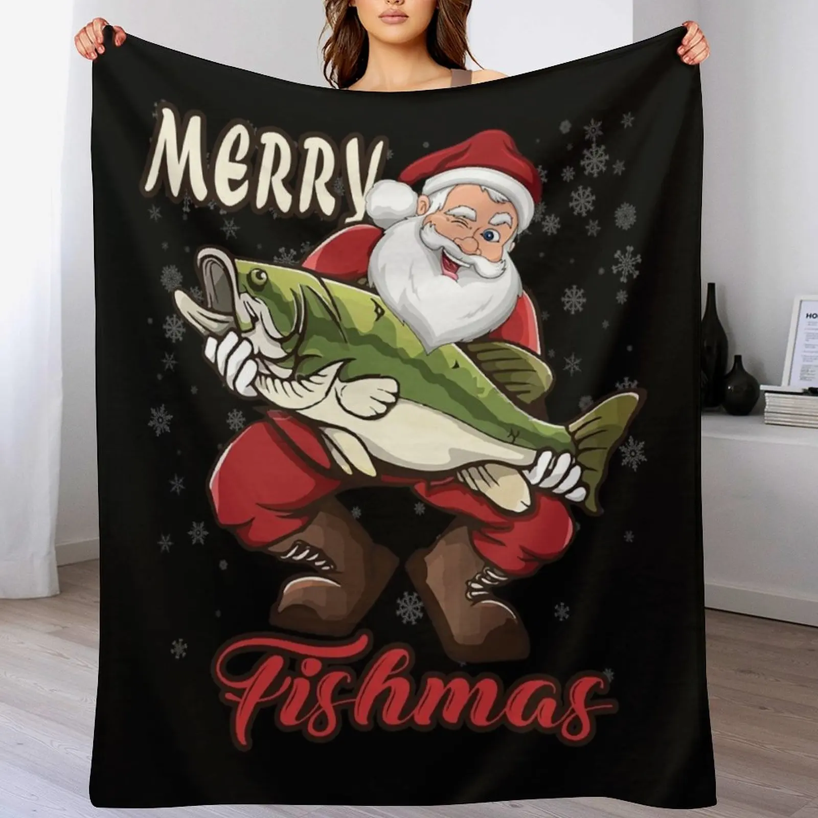 3D Printing Xmas Ideas - Плед с забавным изображением рыбалки и