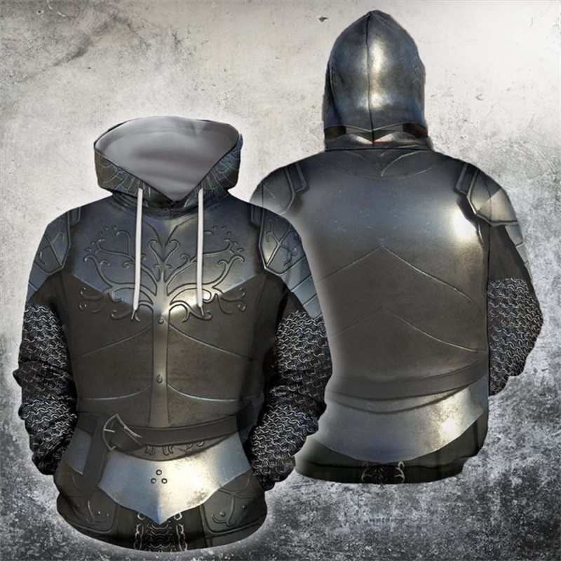 Толстовка мужская с капюшоном, – обзор и цена 3D Printing Knight Armor