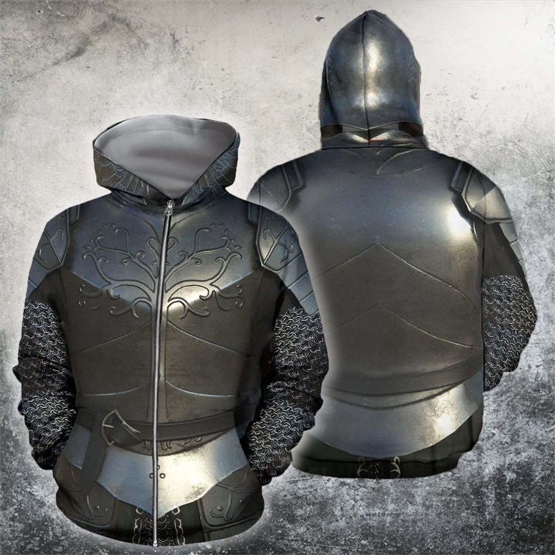 Толстовка мужская с капюшоном, – обзор и цена 3D Printing Knight Armor